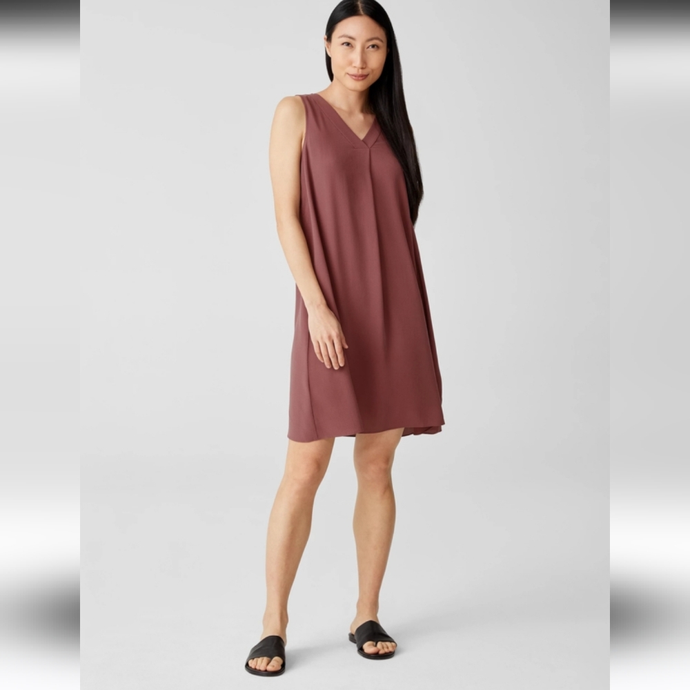 EILEEN FISHER Eucalyptus Silk Mini Dress Size Large